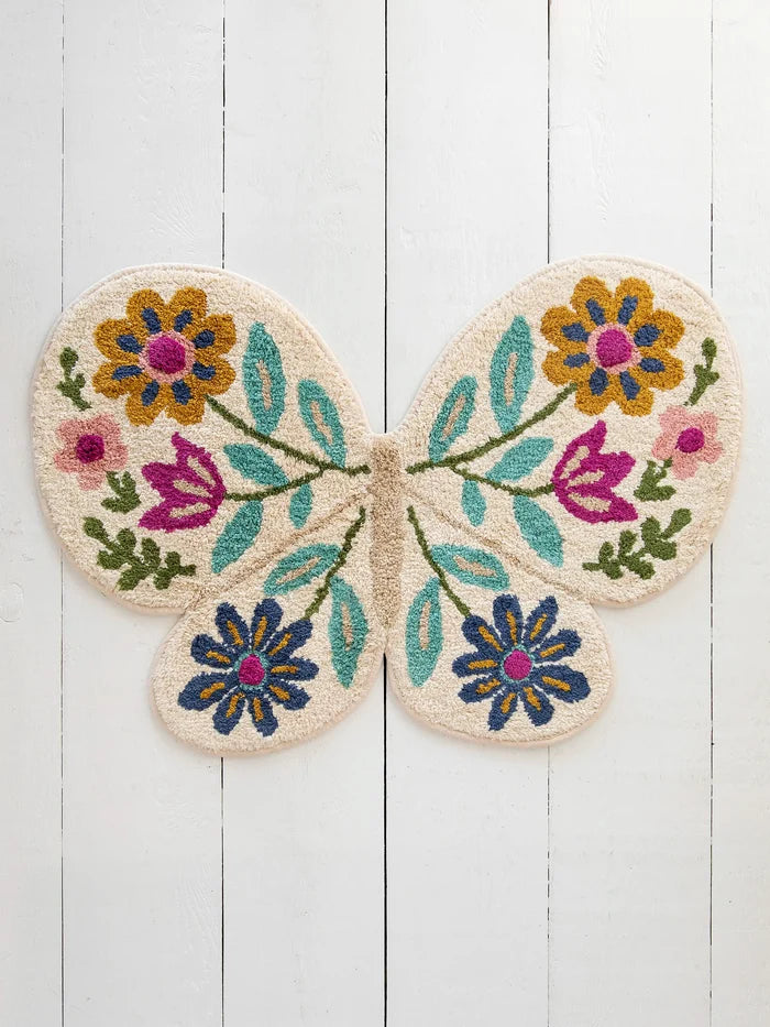 Tufted Cotton Bath Mat - Cream Butterfly-view 2