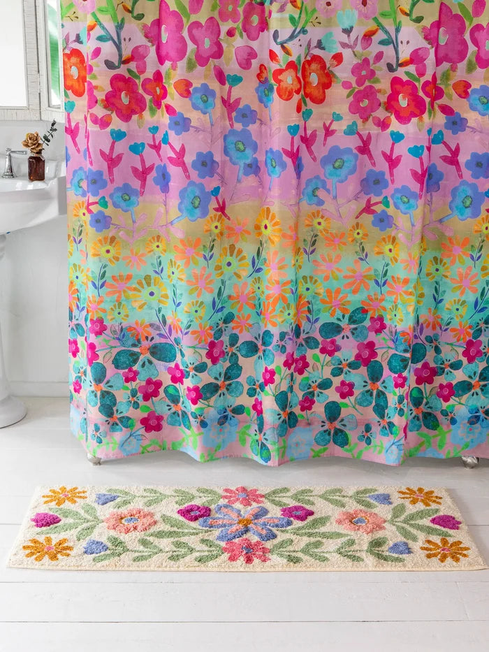 Tufted Runner Bath Mat - Cream Floral Vines-view 2