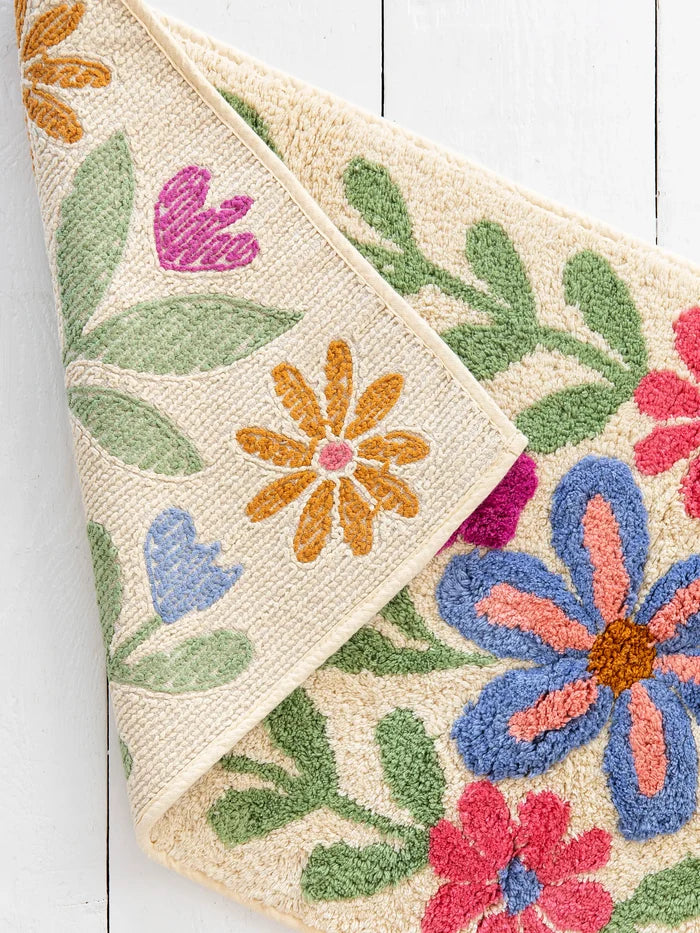 Tufted Runner Bath Mat - Cream Floral Vines-view 3