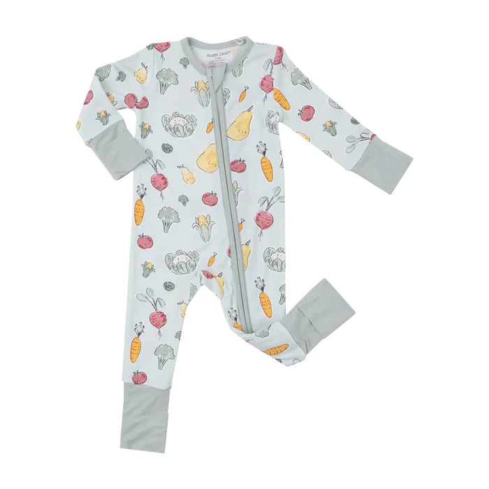 Two Way Zipper Romper - Watercolor Baby Veggies | Angel Dear - Jenni Kidz