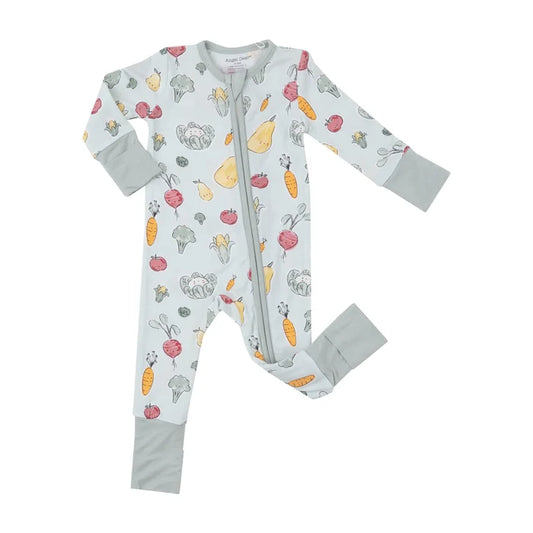 Two Way Zipper Romper - Watercolor Baby Veggies | Angel Dear - Jenni Kidz