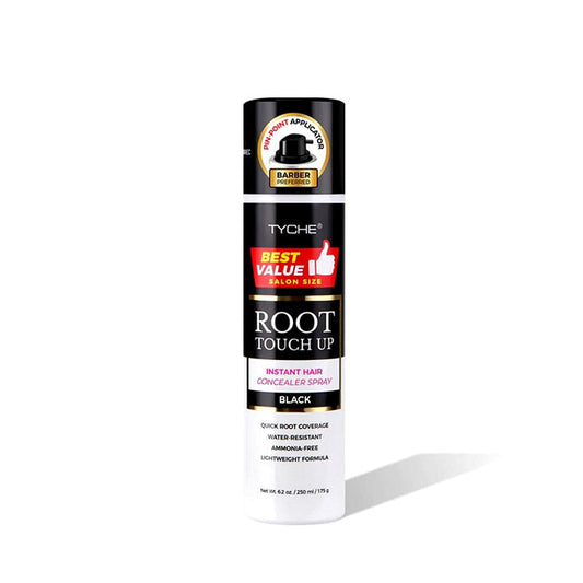 Black root touch up spray can for instant hair care concealer with quick root coverage