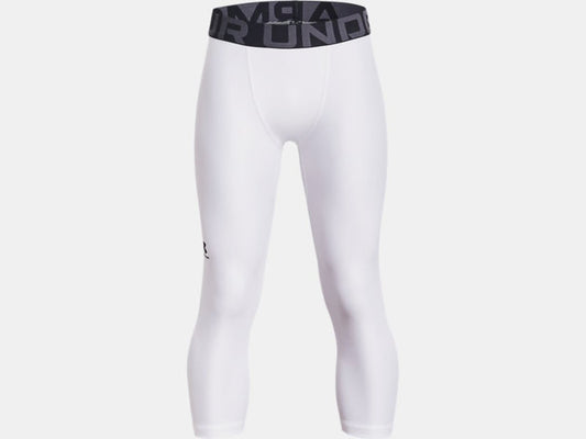 Under Armour Boys Heatgear 3/4 Armour Leggings Apparel Under Armour White-100 XSmall