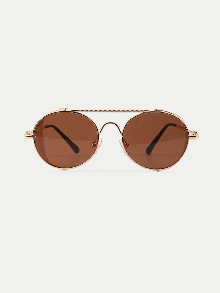 Unisex Steampunk Folding Sunglasses | Gold/Black-Image 1