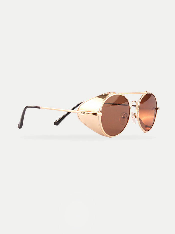 Unisex Steampunk Folding Sunglasses | Gold/Black-Image 3
