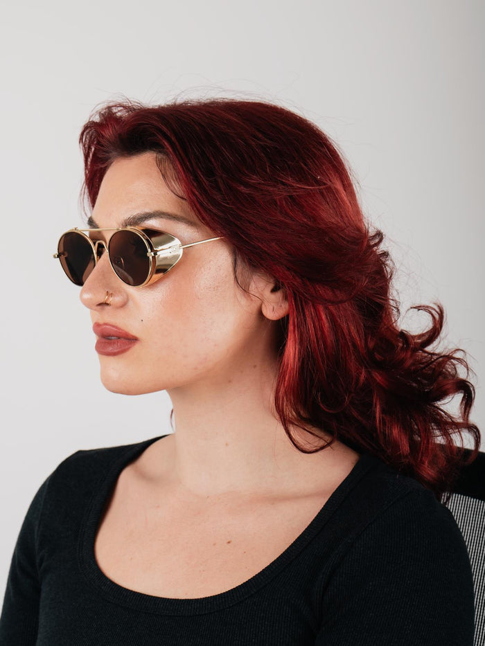 Unisex Steampunk Folding Sunglasses | Gold/Black-Image 5