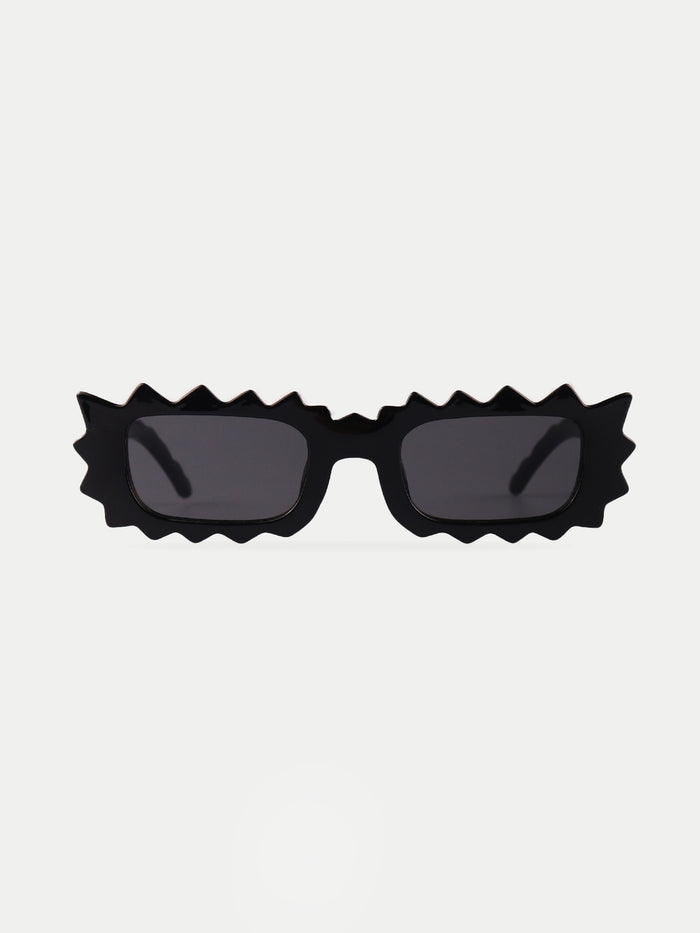 Unisex Zigzag Rectangle Sunglasses | Black-Image 1