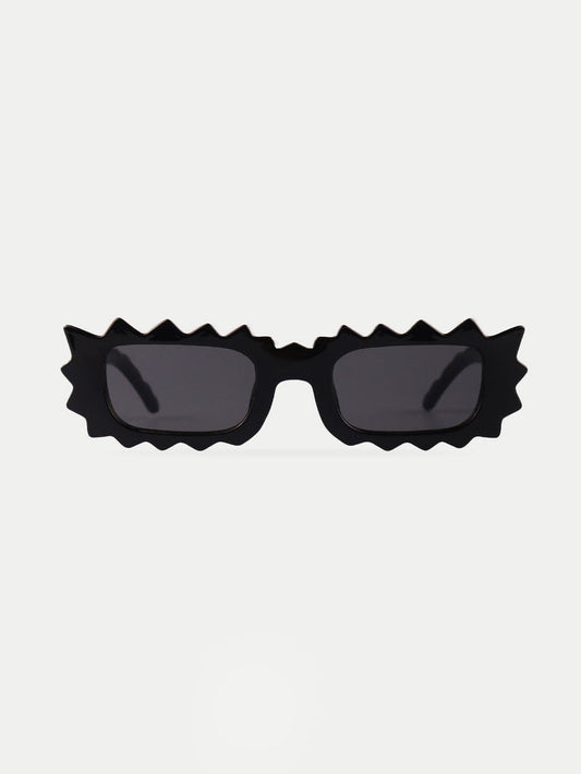 Unisex Zigzag Rectangle Sunglasses | Black-Image 1
