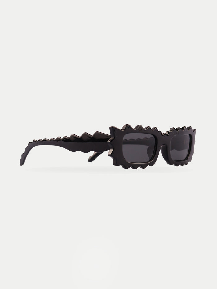 Unisex Zigzag Rectangle Sunglasses | Black-Image 3