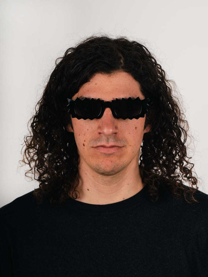 Unisex Zigzag Rectangle Sunglasses | Black-Image 6