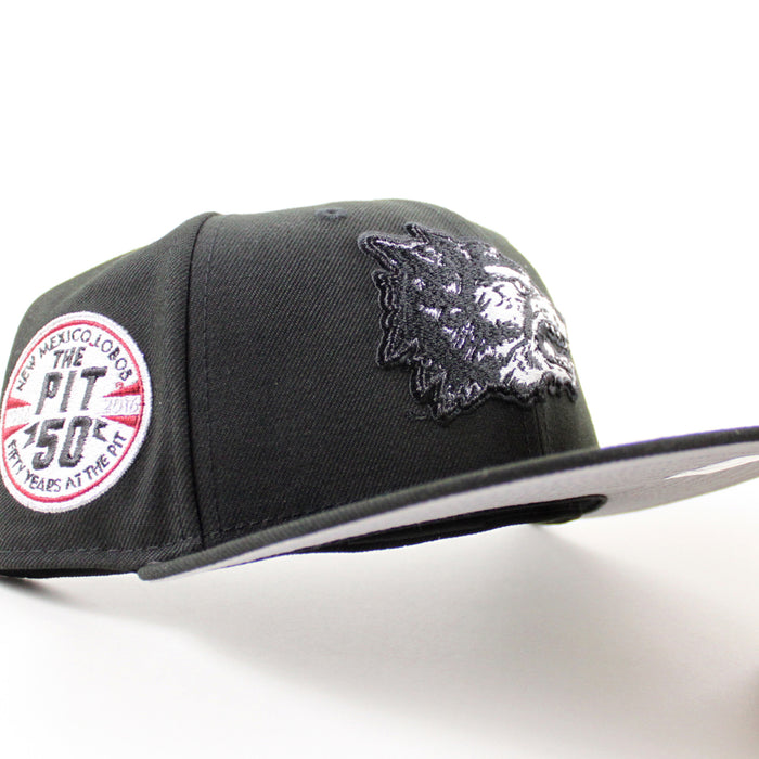 University of New Mexico Lobos the Pit 50th New Era 59Fifty Fitted Hat (Black Gray Under Brim)