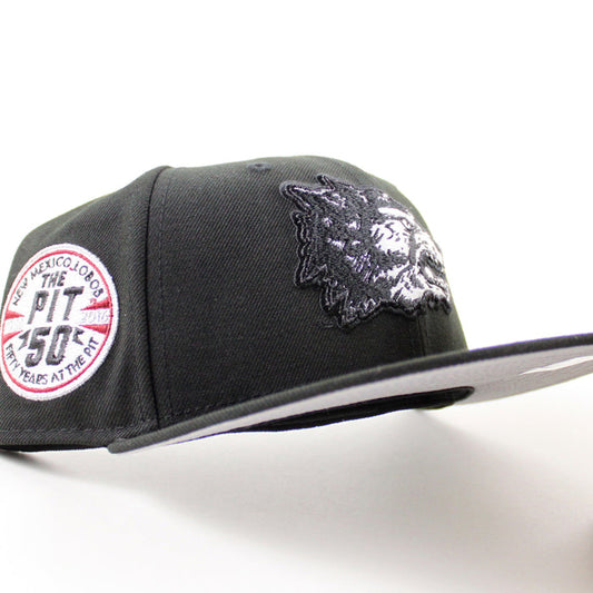 University of New Mexico Lobos the Pit 50th New Era 59Fifty Fitted Hat (Black Gray Under Brim)