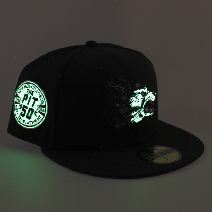 University of New Mexico Lobos the Pit 50th New Era 59Fifty Fitted Hat (Black Gray Under Brim)