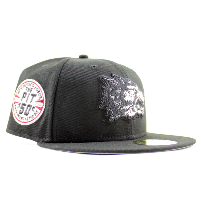 University of New Mexico Lobos the Pit 50th New Era 59Fifty Fitted Hat (Black Gray Under Brim)