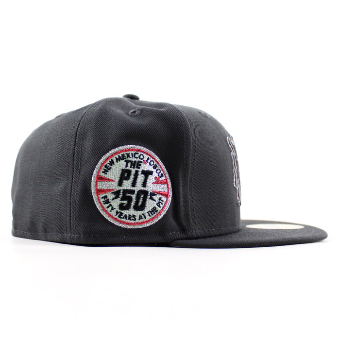 University of New Mexico Lobos the Pit 50th New Era 59Fifty Fitted Hat (Graphite Gray Under Brim)
