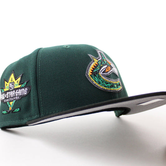 Vancouver Canucks 1998 All Star Game New Era 59Fifty Fitted Hat (Green Black Gray Under brim)