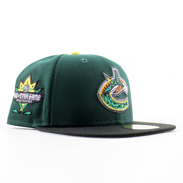 Vancouver Canucks 1998 All Star Game New Era 59Fifty Fitted Hat (Green Black Gray Under brim)