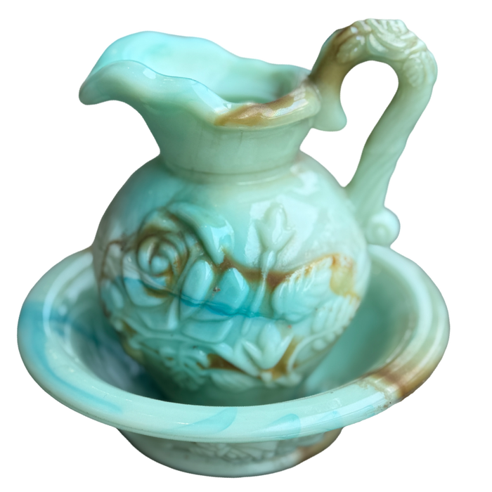 Vintage Jadeite Glass Cruet with Bowl (No Stopper)