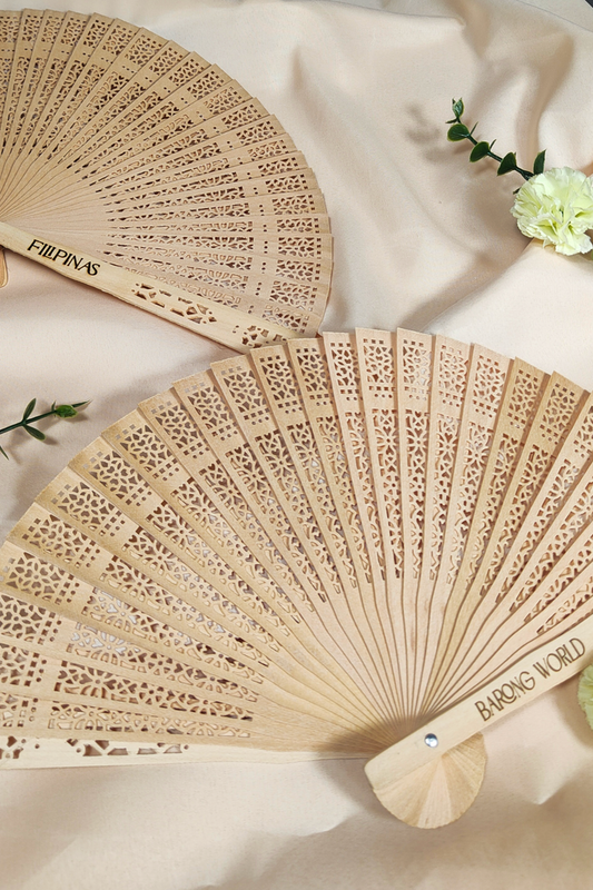 Vintage Style Engraved Wooden Hand Fan I Philippine Accesories