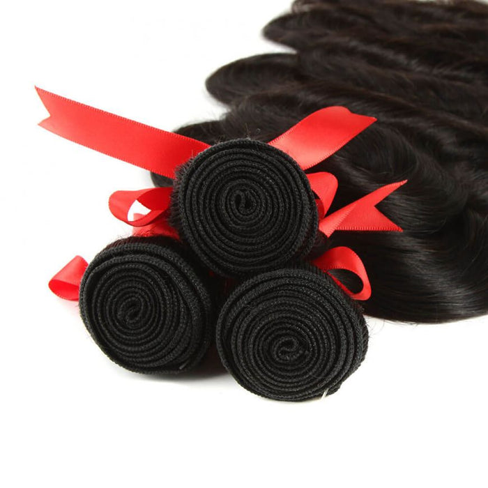 machine weft natural black body wave human hair bundles 3pcs