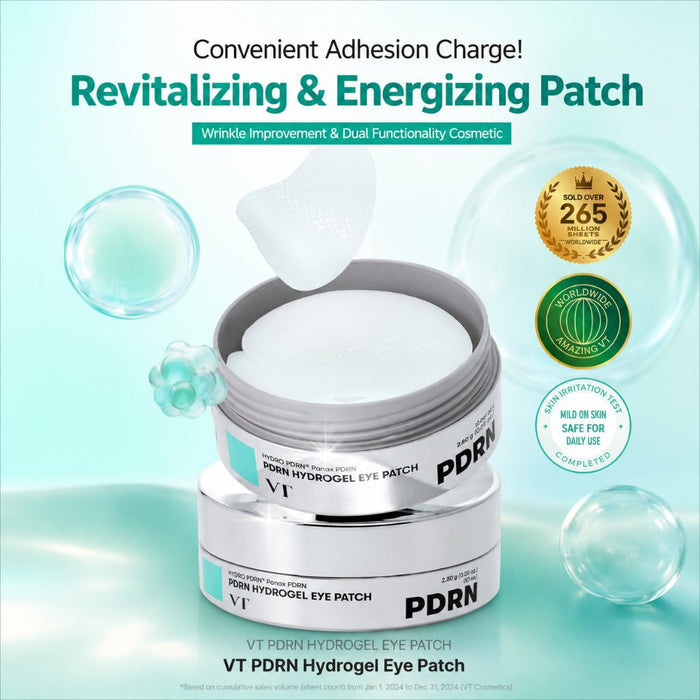 VT Cosmetics PDRN Hydrogel Eye Patch (60 Patches) رقعة العين الهيدروجيلية من في تي كوزمتكس بي دي آر إن - Princess Cosmetics Qatar
