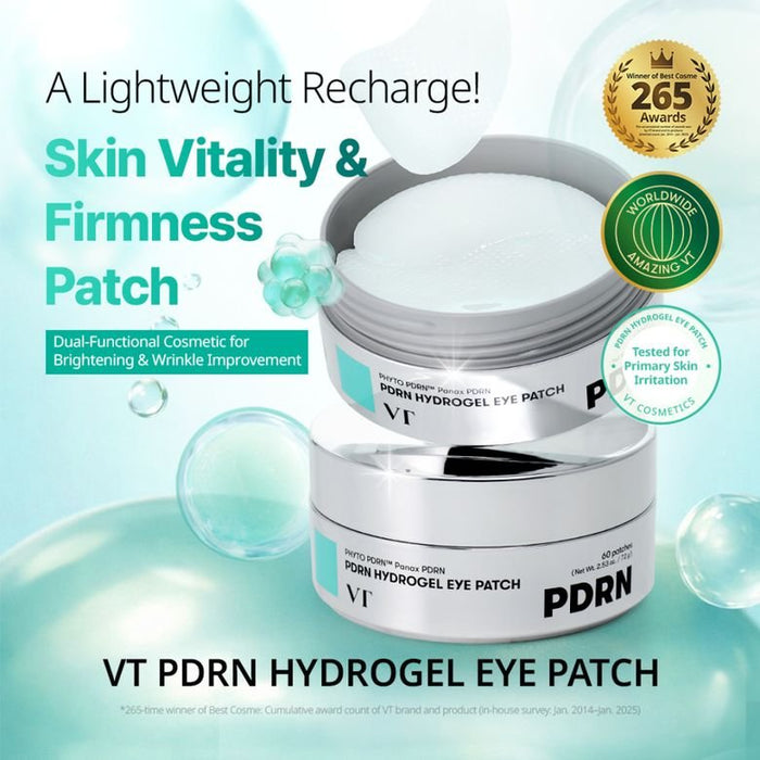 VT Cosmetics PDRN Hydrogel Eye Patch (60 Patches) رقعة العين الهيدروجيلية من في تي كوزمتكس بي دي آر إن - Princess Cosmetics Qatar