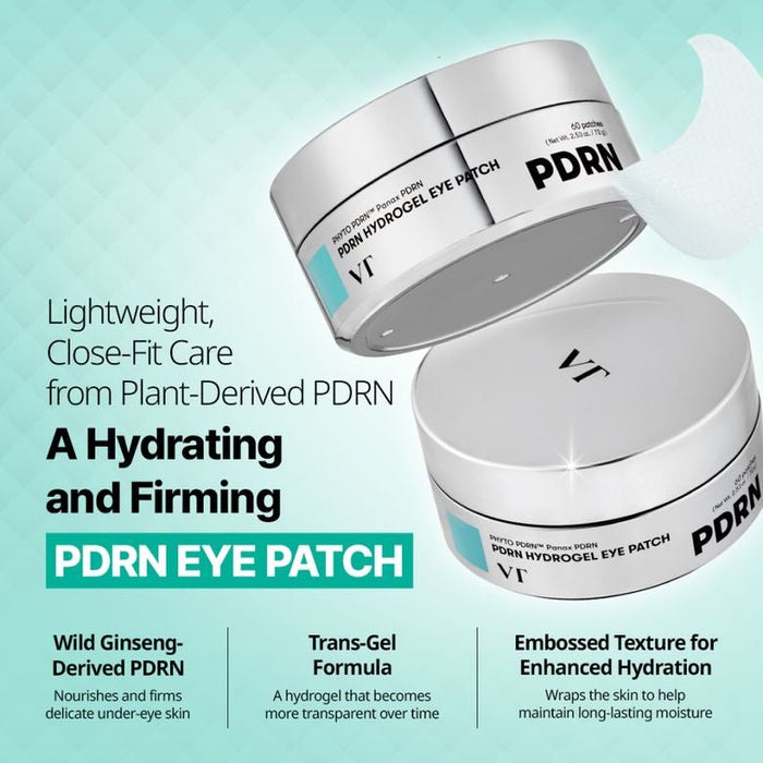 VT Cosmetics PDRN Hydrogel Eye Patch (60 Patches) رقعة العين الهيدروجيلية من في تي كوزمتكس بي دي آر إن - Princess Cosmetics Qatar