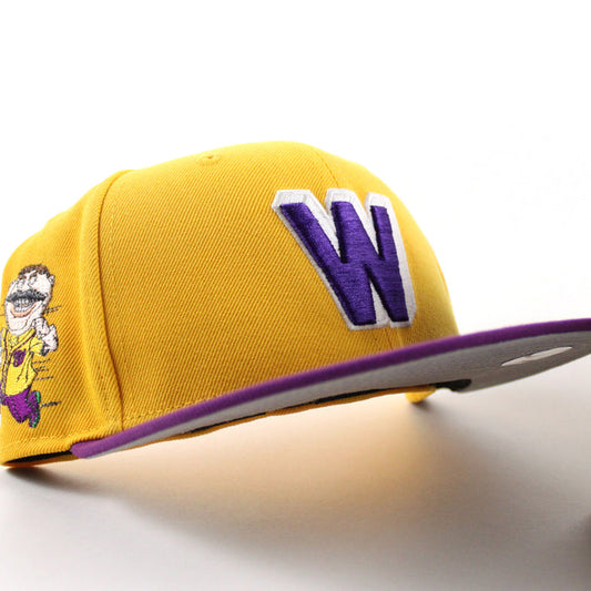 Washington Senators Mascot Patch New Era 59FIFTY Fitted Hat (Gold Purple Gray Under Brim)