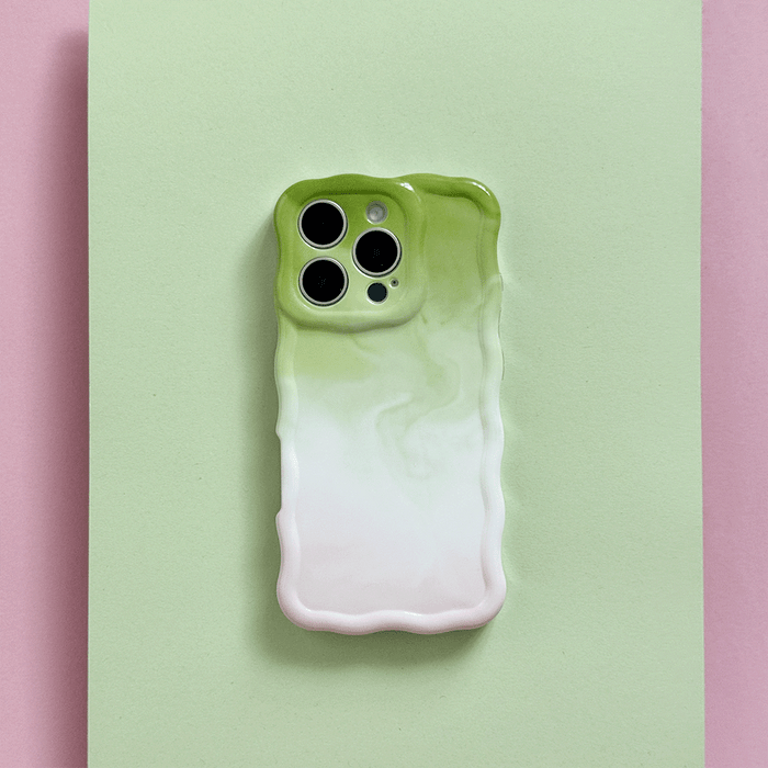Green and pink ombre effect Phone Case. Colour fades from green at the top into white, into pink.