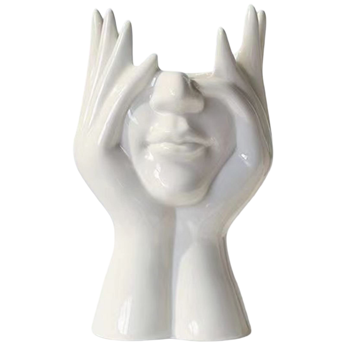Whimsical Ceramic “See No Evil” Face Vase