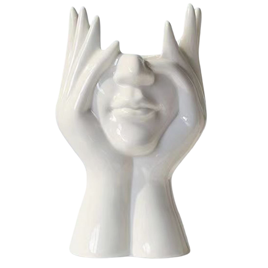 Whimsical Ceramic “See No Evil” Face Vase