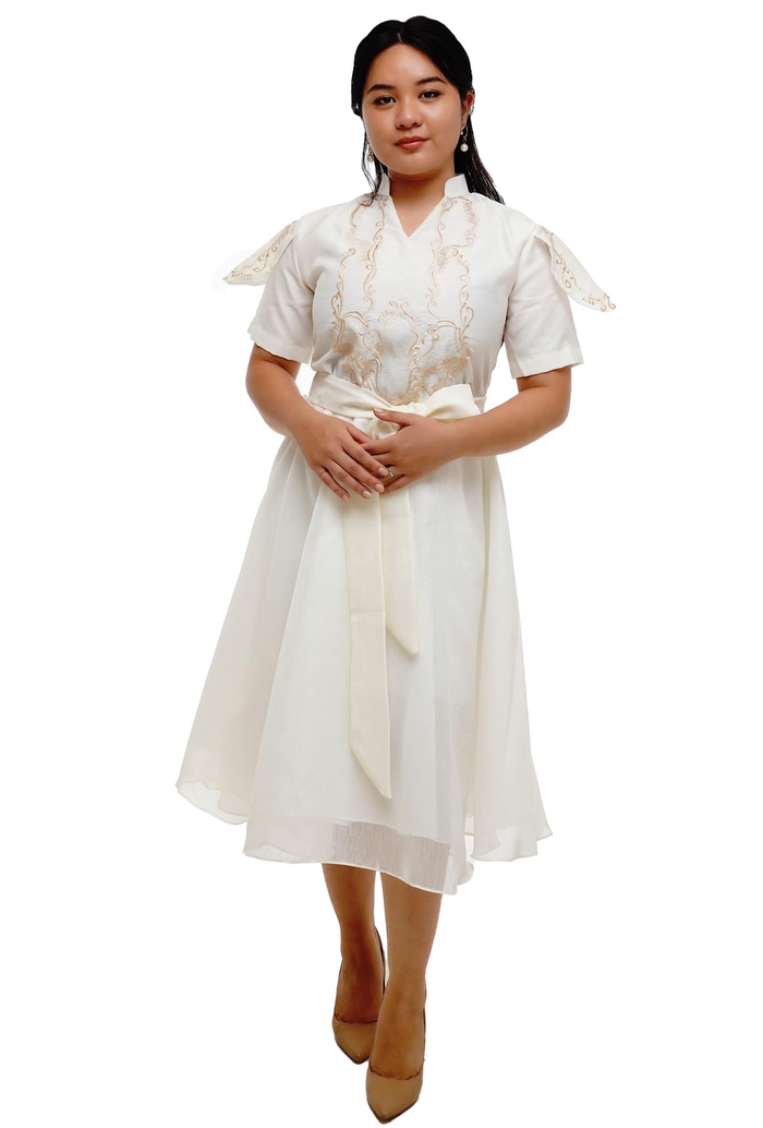 White Jusilyn Filipiniana Dress