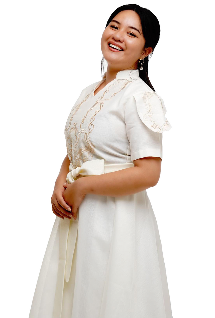 White Jusilyn Filipiniana Barong Dress