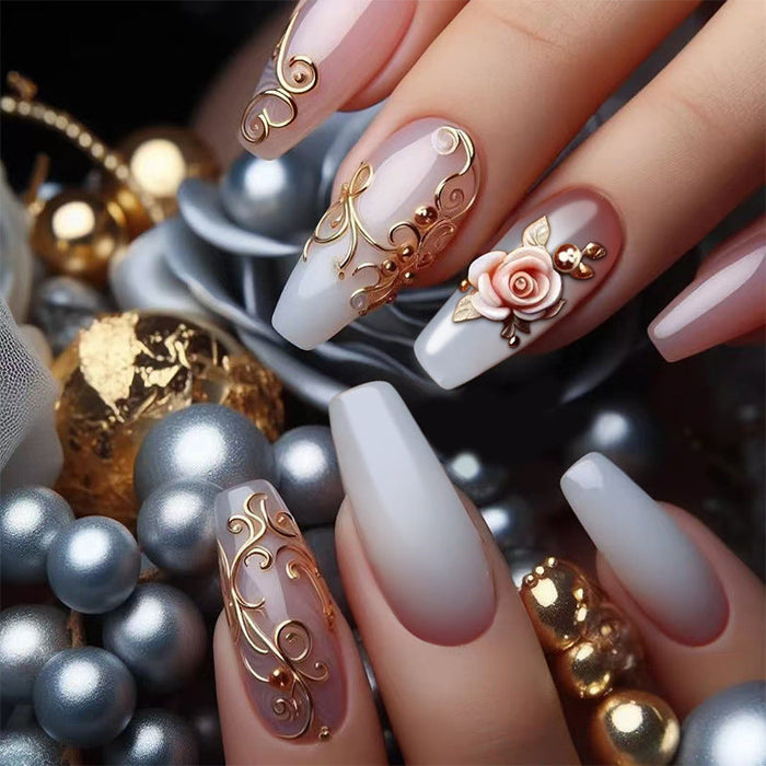 White Ombre Gold Line Rose