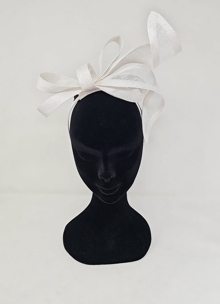 White Twist Looped Hairband Fascinator