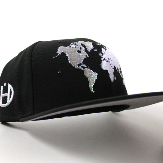 World Wide Half Time Patch New Era Fitted Hat (Metallic Iris Black Gray Under Brim)