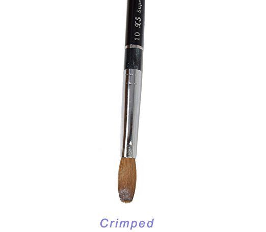 X5 SUPER Kolinsky Acrylic Nail Brush for Powder Manicure (CRIMPED) - Choose Size