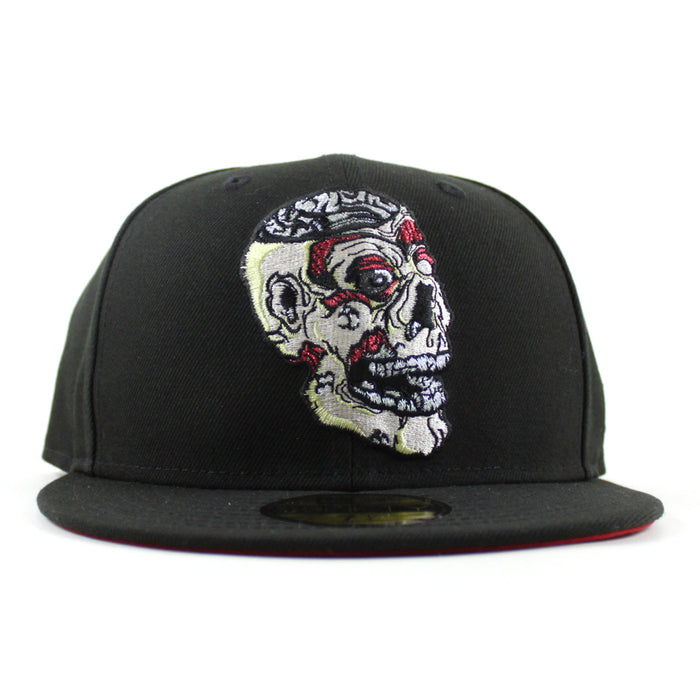 ZOMBIE BRAIN New Era 59Fifty Fitted Hat (Black Scarlet Red Under Brim)