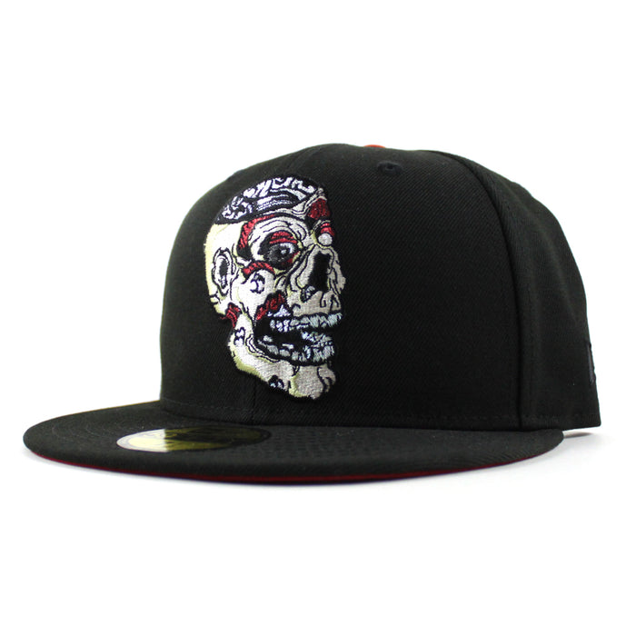 ZOMBIE BRAIN New Era 59Fifty Fitted Hat (Black Scarlet Red Under Brim)